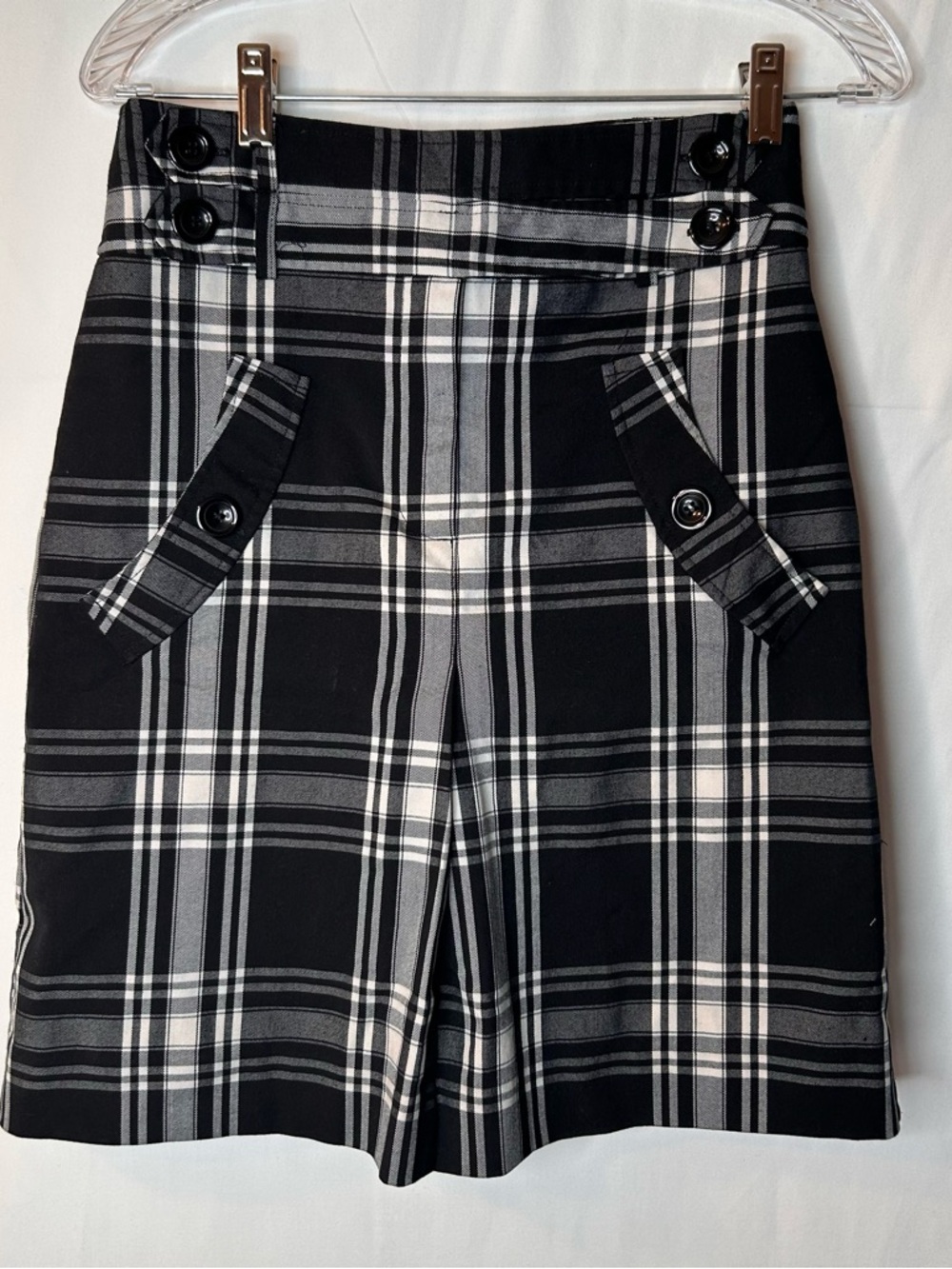 Charlotte Russe Black and White Plaid Skirt Faux Pockets Size 3